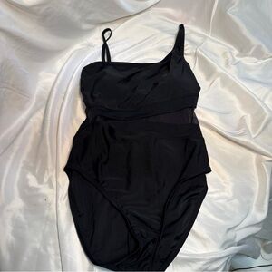 BLEU ride Beatty black modern swimsuit, one piece built-in cups NWOT